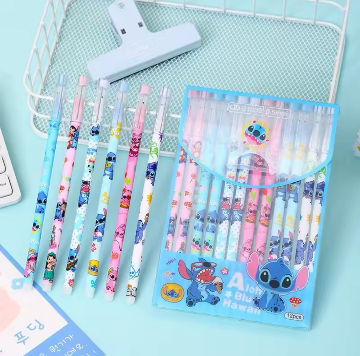 Lilo & Stitch Set aus 12 radierbaren Stiften