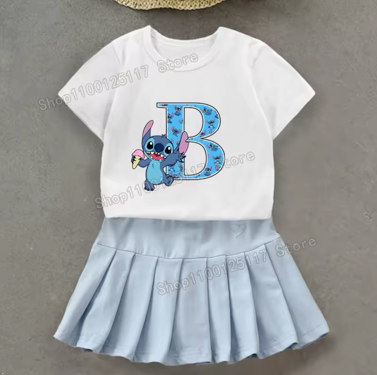 Disney Stitch Mädchen T-Shirt & Rock Set Personalisierbar