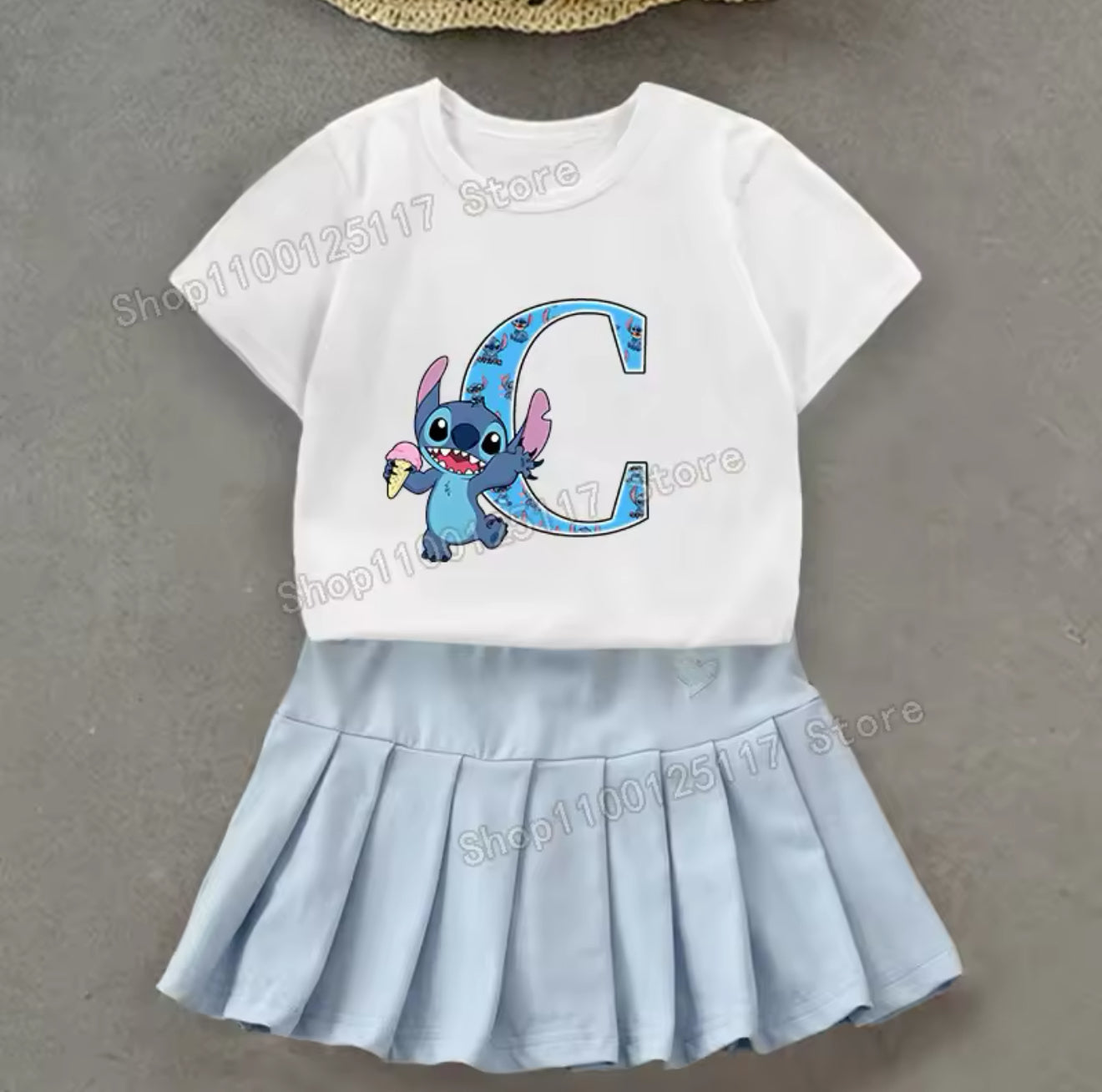 Disney Stitch Mädchen T-Shirt & Rock Set Personalisierbar