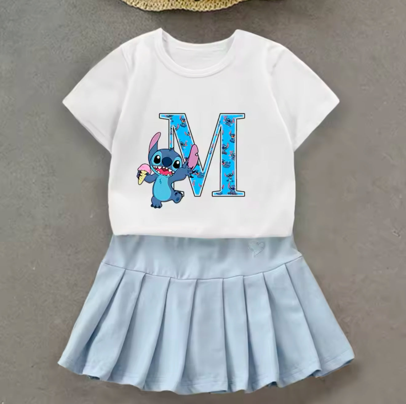 Disney Stitch Mädchen T-Shirt & Rock Set Personalisierbar
